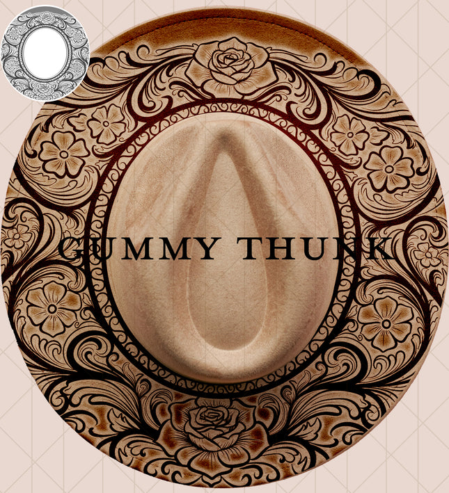 Tooled Leather Digital Laser Design and Template Wide Brim Hat SVG File Only