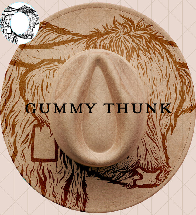 Highland Cow Digital Laser Design and Template Wide Brim Hat SVG File Only