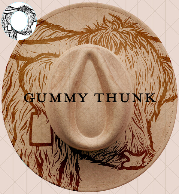 Highland Cow Digital Laser Design and Template Wide Brim Hat SVG File Only