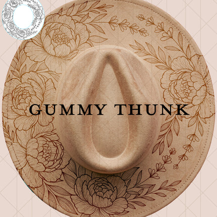 Peony Paridise Digital Laser Design and Template Wide Brim Hat SVG File Only