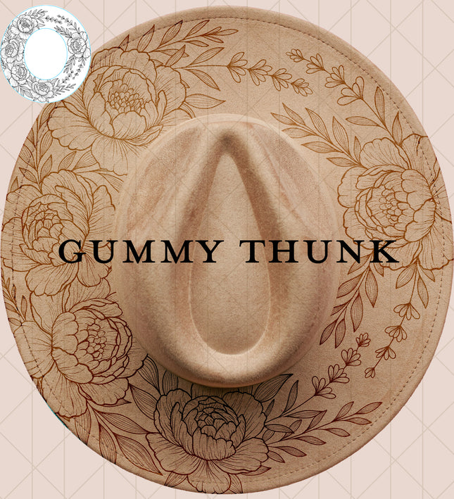 Peony Paridise Digital Laser Design and Template Wide Brim Hat SVG File Only