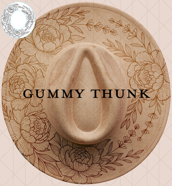 Peony Paridise Digital Laser Design and Template Wide Brim Hat SVG File Only