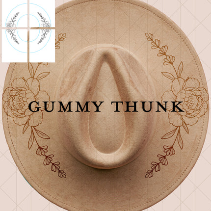 Peony Promise: Printable Hand Burning Design Wide Brim Hat PNG Only