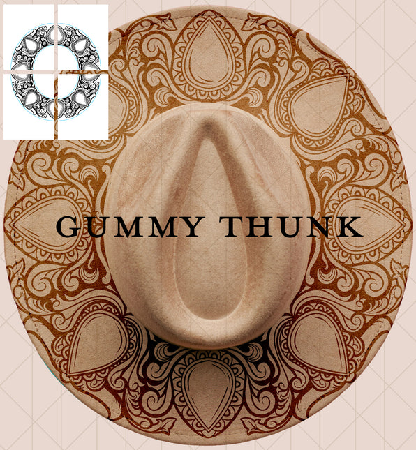 Highland Gems Printable Hand Burning Design Wide Brim Hat PNG Only