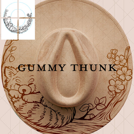 Red Panda Printable Hand Burning Design Wide Brim Hat PNG Only