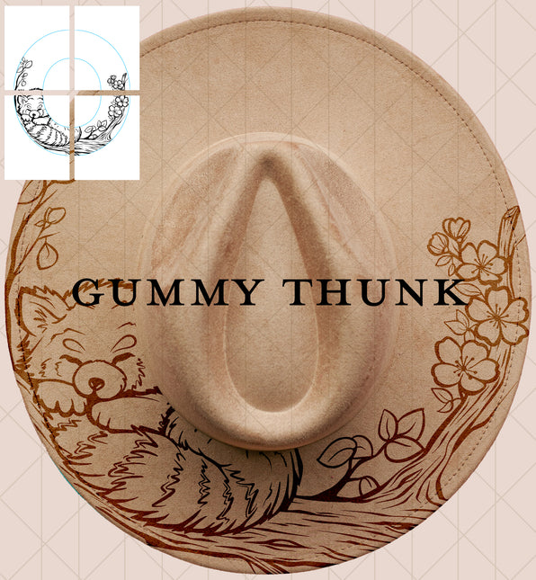 Red Panda Printable Hand Burning Design Wide Brim Hat PNG Only