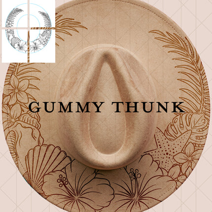 Beach Bum Printable Hand Burning Design Wide Brim Hat PNG Only