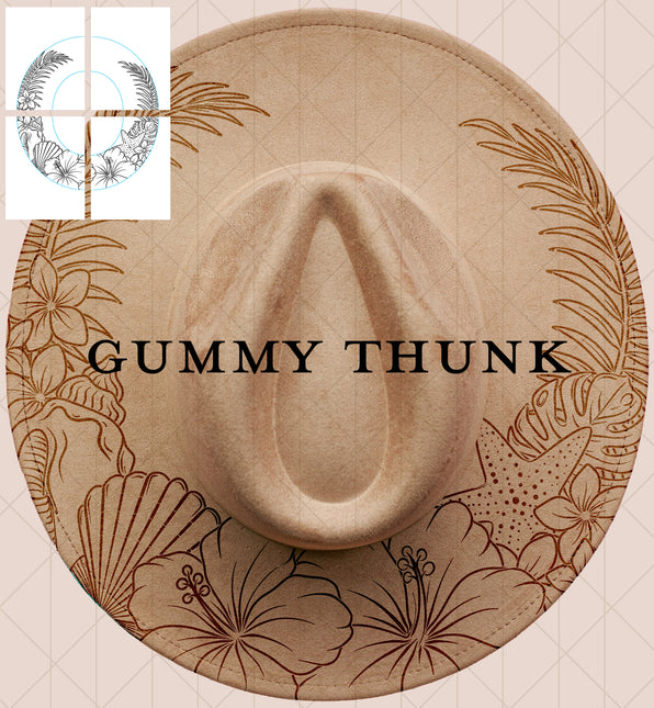 Beach Bum Printable Hand Burning Design Wide Brim Hat PNG Only