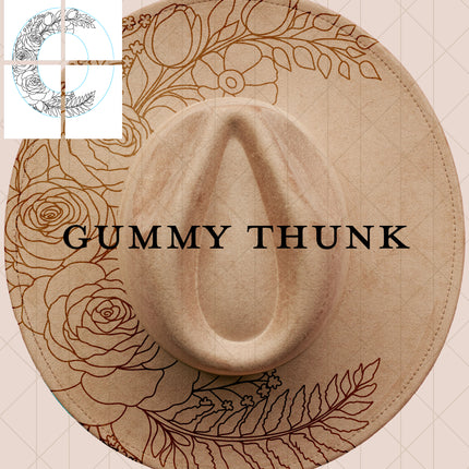 Roses in Bloom Printable Hand Burning Design Wide Brim Hat PNG Only