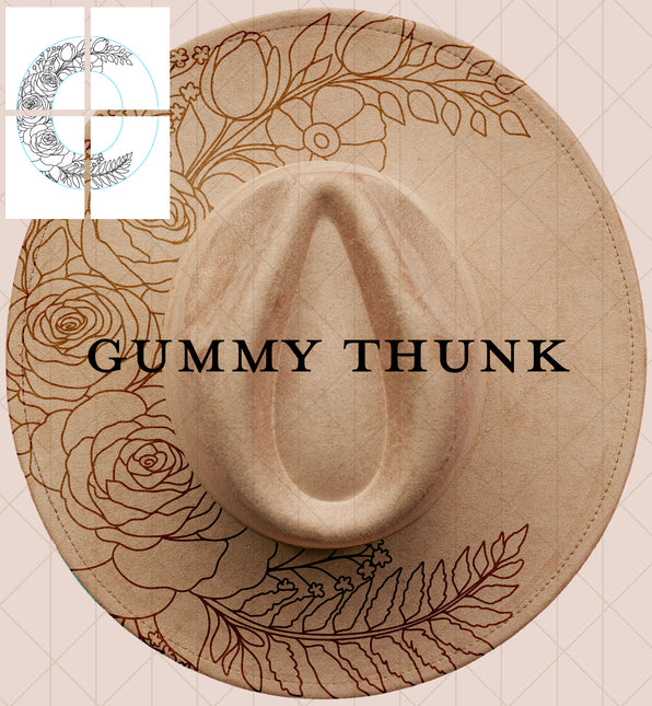 Roses in Bloom Printable Hand Burning Design Wide Brim Hat PNG Only