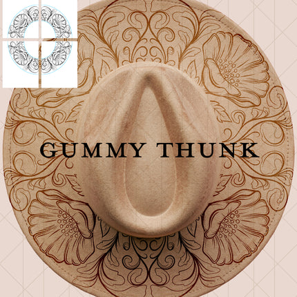 Pocket Full of Posies Printable Hand Burning Design Wide Brim Hat PNG Only