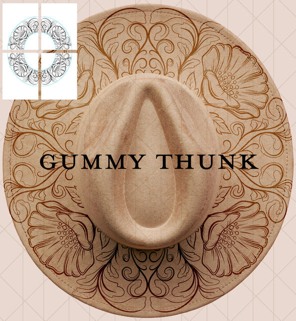 Pocket Full of Posies Printable Hand Burning Design Wide Brim Hat PNG Only