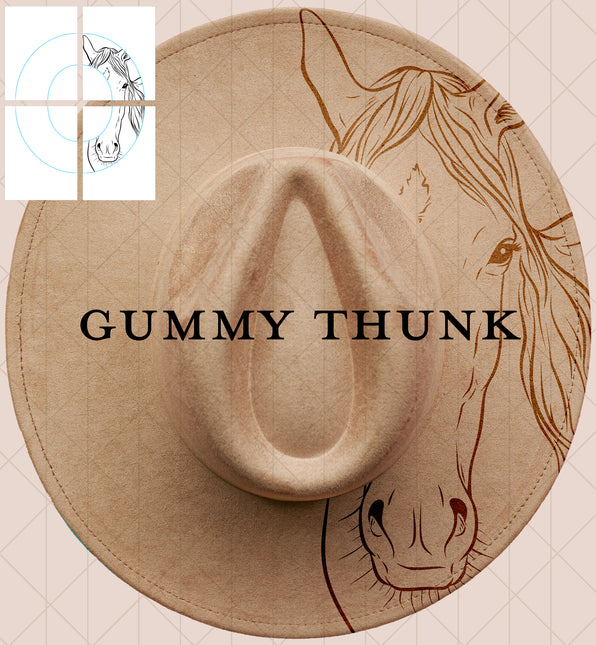 Horse of Course Printable Hand Burning Design Wide Brim Hat PNG Only