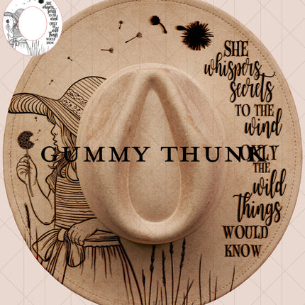 Wild Secrets Digital Laser Design and Template Wide Brim Hat SVG File Only
