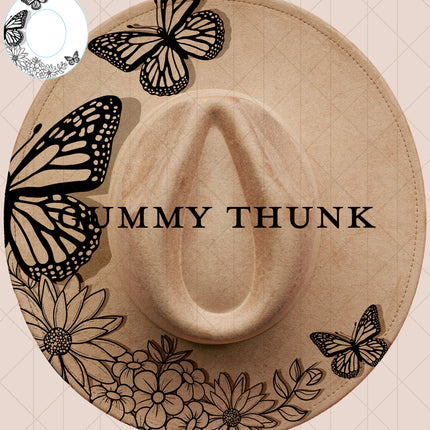 Butterfly Bestie Digital Laser Design and Template Wide Brim Hat SVG File Only
