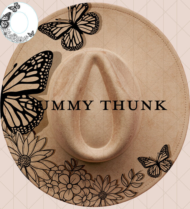 Butterfly Bestie Digital Laser Design and Template Wide Brim Hat SVG File Only