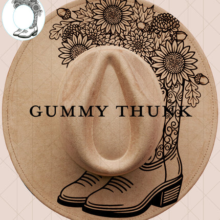 Bloomin Boots Digital Laser Design and Template Wide Brim Hat SVG File Only