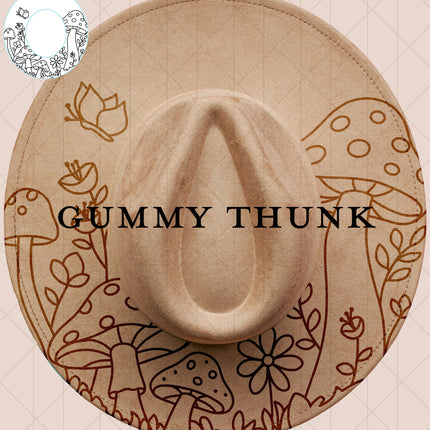 Mushroom Meadow Digital Laser Design and Template Wide Brim Hat SVG File Only