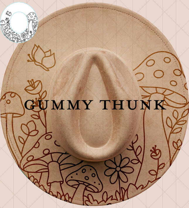 Mushroom Meadow Digital Laser Design and Template Wide Brim Hat SVG File Only