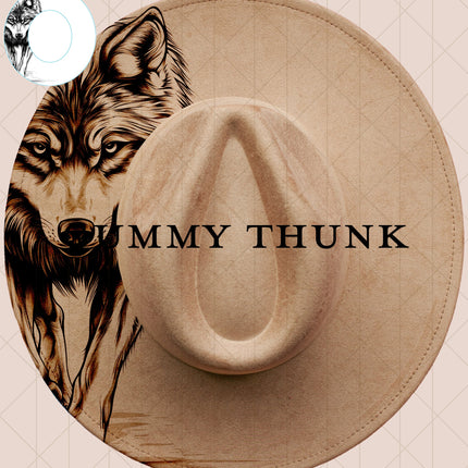 Wolf Digital Laser  Design and Template Wide Brim Hat SVG File Only