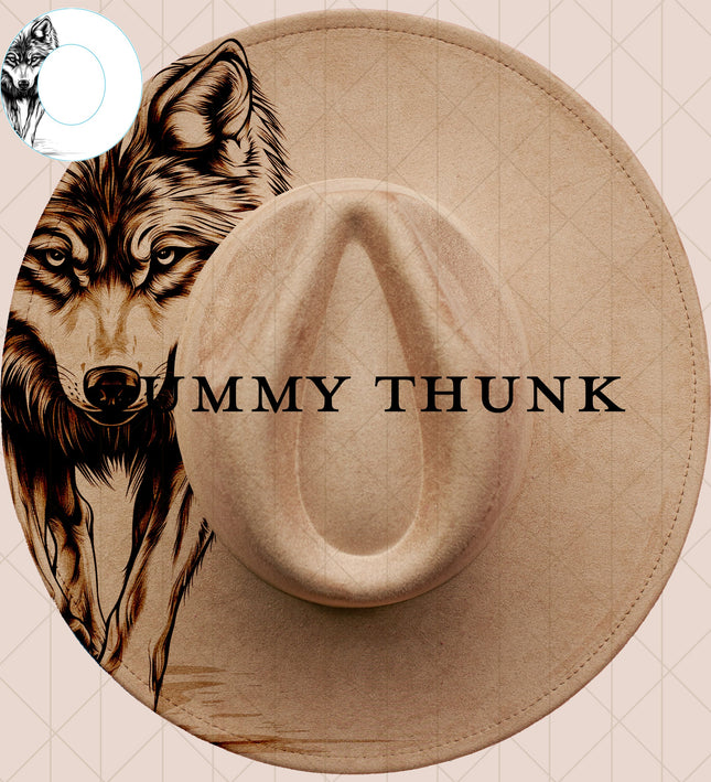 Wolf Digital Laser  Design and Template Wide Brim Hat SVG File Only
