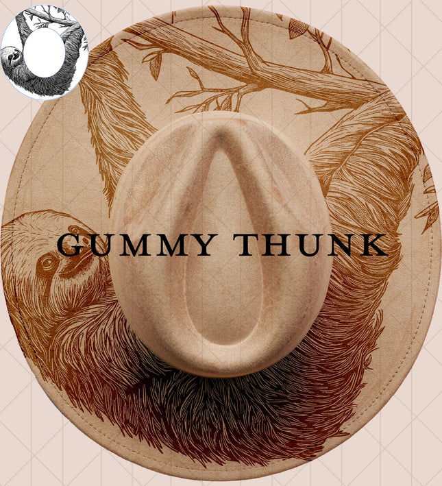 Sloth Digital Laser Design and Template Wide Brim Hat SVG File Only