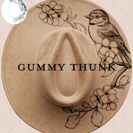 Bluebird Digital Laser Design and Template Wide Brim Hat SVG File Only