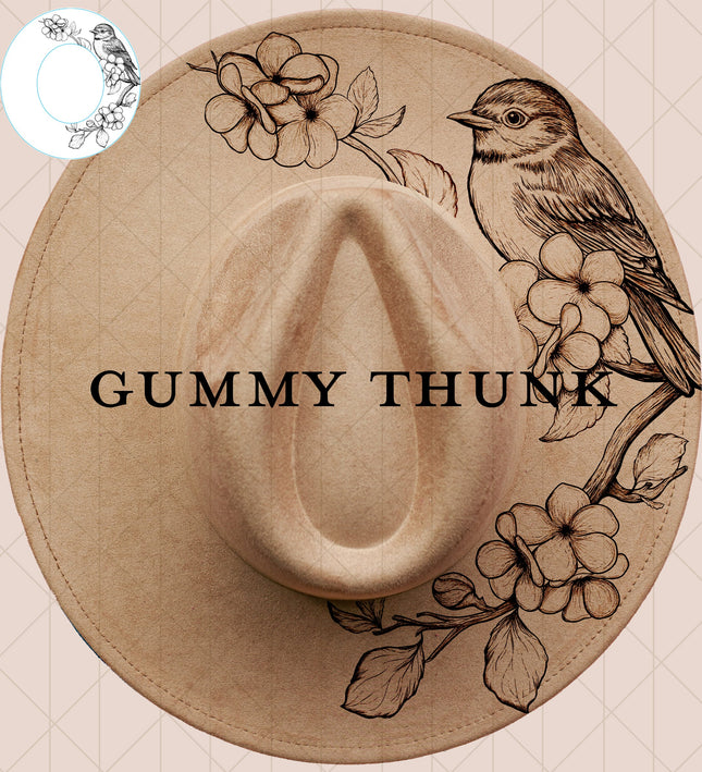 Bluebird Digital Laser Design and Template Wide Brim Hat SVG File Only