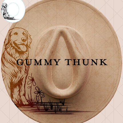 Golden Retriever Digital Laser Design and Template Wide Brim Hat SVG File Only