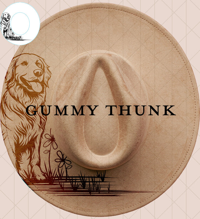 Golden Retriever Digital Laser Design and Template Wide Brim Hat SVG File Only