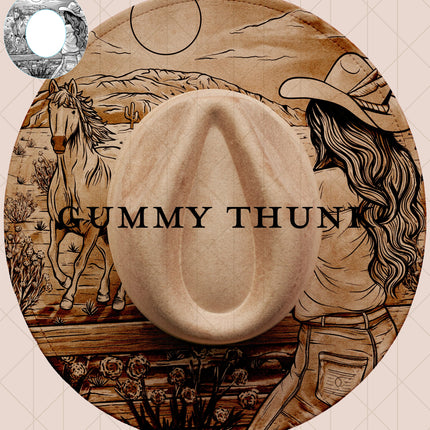 Free Rein Laser Digital Laser Design and Template Wide Brim Hat SVG File Only