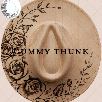 Roses Detailed Digital Laser Design and Template Wide Brim Hat SVG File Only