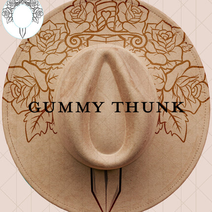 Through the Heart Digital Laser  Design and Template Wide Brim Hat SVG File Only