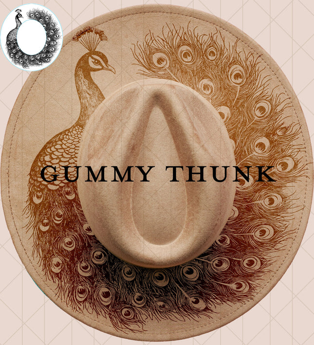 Peacock Digital Laser Design and Template Wide Brim Hat SVG File Only