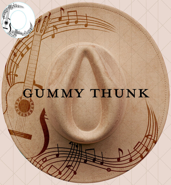 Guitar Digital Laser Design and Template Wide Brim Hat SVG File Only
