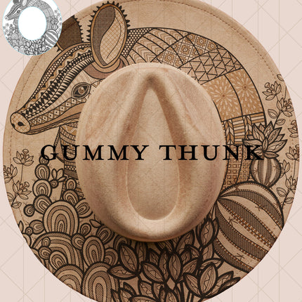 Armadillo Roundup Digital Laser Design and Template Wide Brim Hat SVG File Only