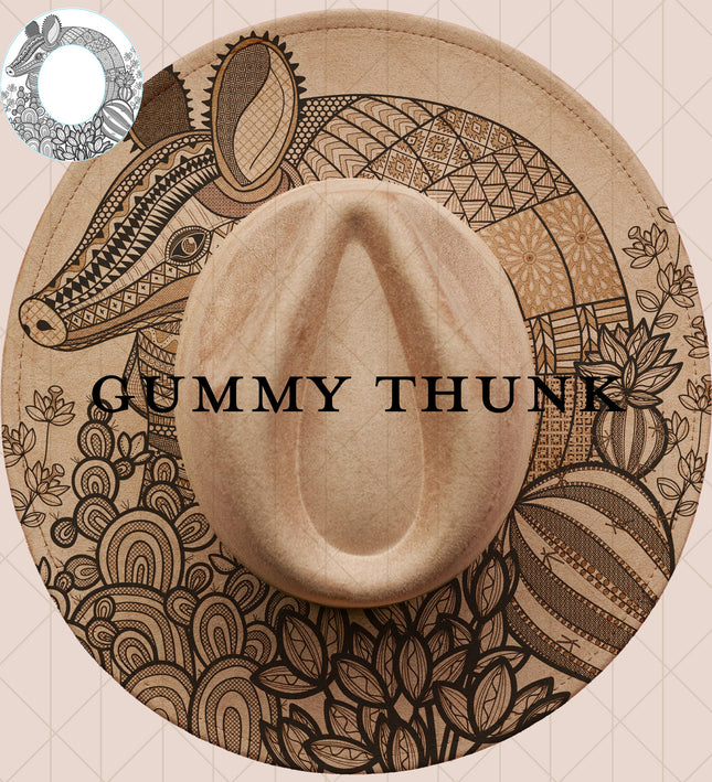 Armadillo Roundup Digital Laser Design and Template Wide Brim Hat SVG File Only