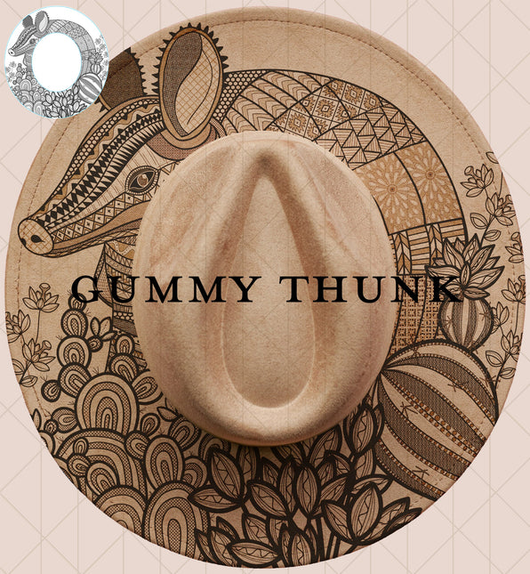 Armadillo Roundup Digital Laser Design and Template Wide Brim Hat SVG File Only