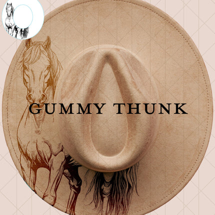 Simple Horse Digital Laser Design and Template Wide Brim Hat SVG File Only
