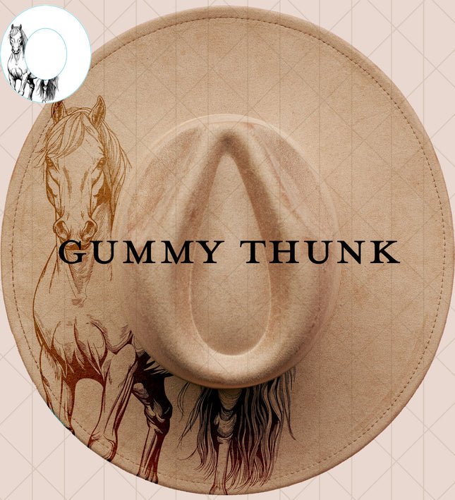 Simple Horse Digital Laser Design and Template Wide Brim Hat SVG File Only
