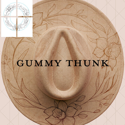 Daffodil Printable Hand Burning Design Wide Brim Hat PNG Only