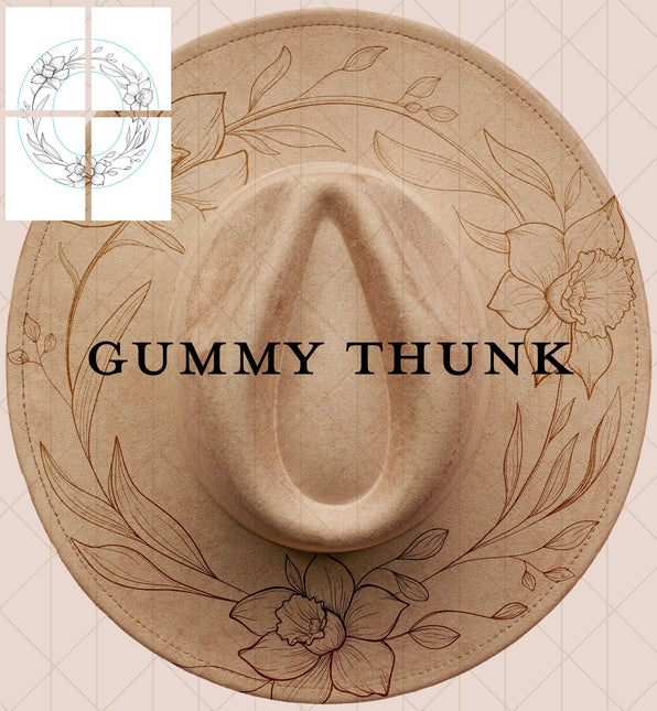 Daffodil Printable Hand Burning Design Wide Brim Hat PNG Only