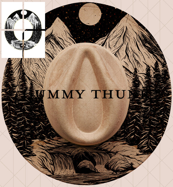 First Snow Printable Hand Burning Design Wide Brim Hat PNG Only