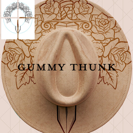 Through the Heart Printable Hand Burning Design Wide Brim Hat PNG Only