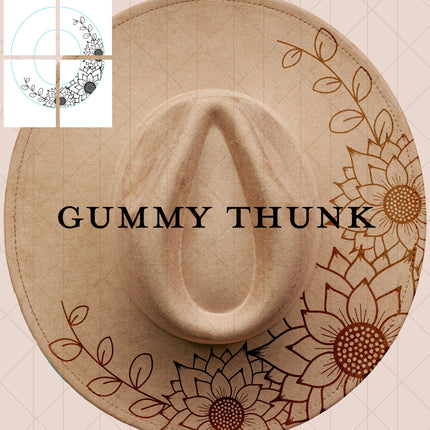 Sunflower Beginner Printable Hand Burning Design Wide Brim Hat PNG Only