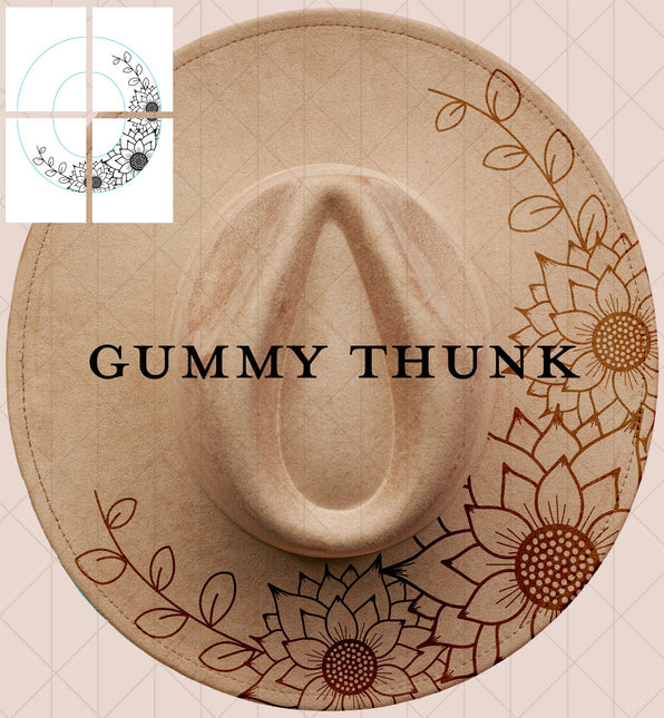 Sunflower Beginner Printable Hand Burning Design Wide Brim Hat PNG Only