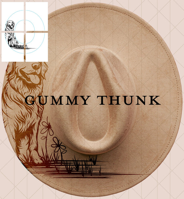 Golden Retriever Printable Hand Burning Design Wide Brim Hat PNG Only