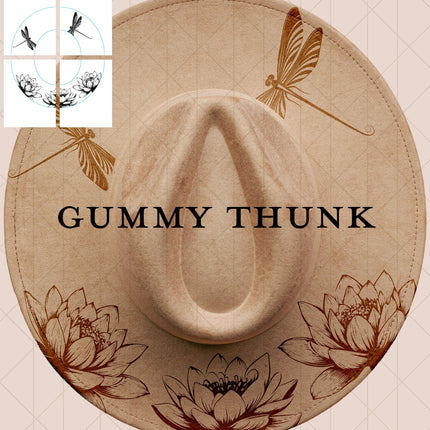 Dragon Fly Printable Hand Burning Design Wide Brim Hat PNG Only