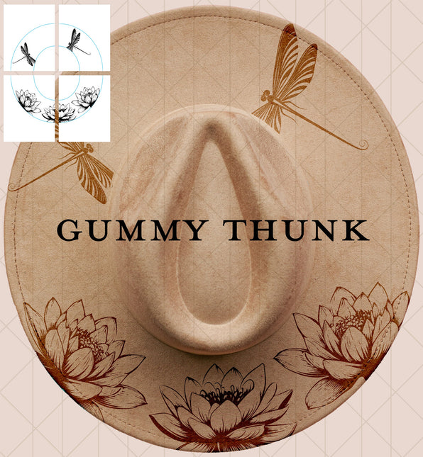 Dragon Fly Printable Hand Burning Design Wide Brim Hat PNG Only
