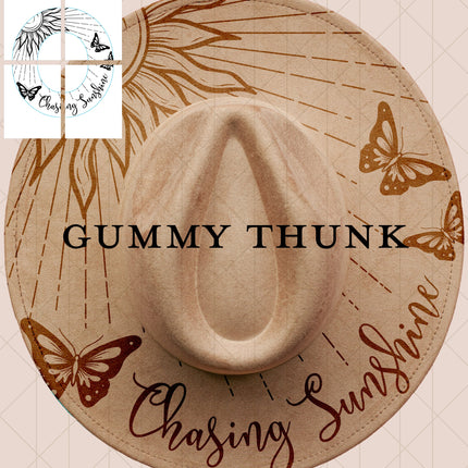 Chasing Sunshine Printable Hand Burning Design Wide Brim Hat PNG Only